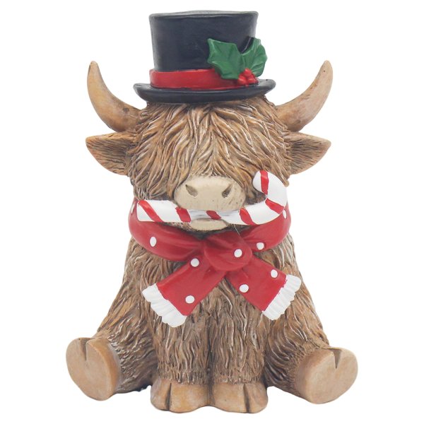 SITTING XMAS HIGHLAND COW