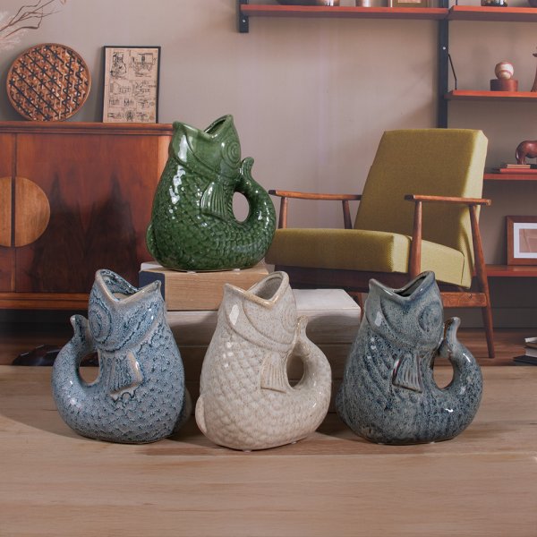FISH JUG / VASE 17CM 4 ASST