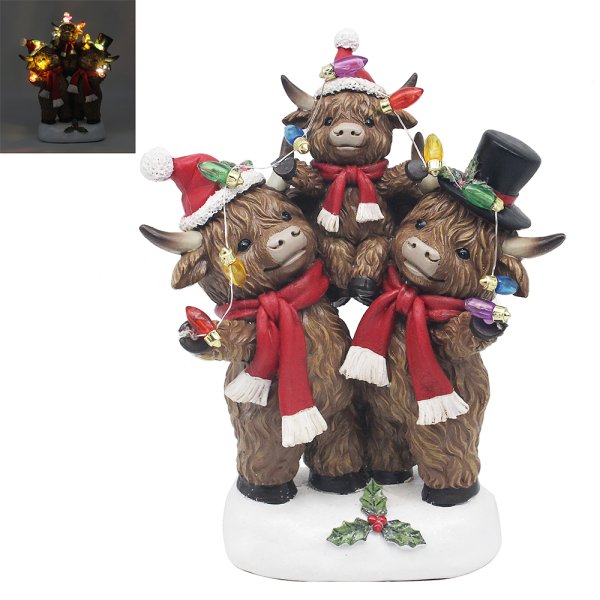 HIGHLAND COW WITH LED SET 3