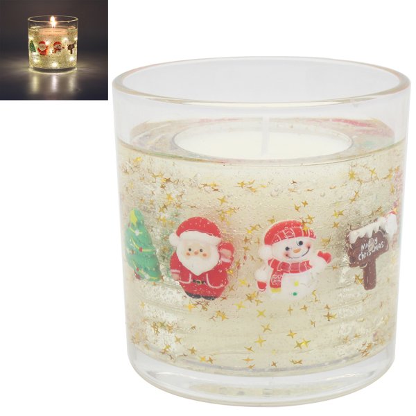 GEL CANDLE LED GOLD STAR GLITT