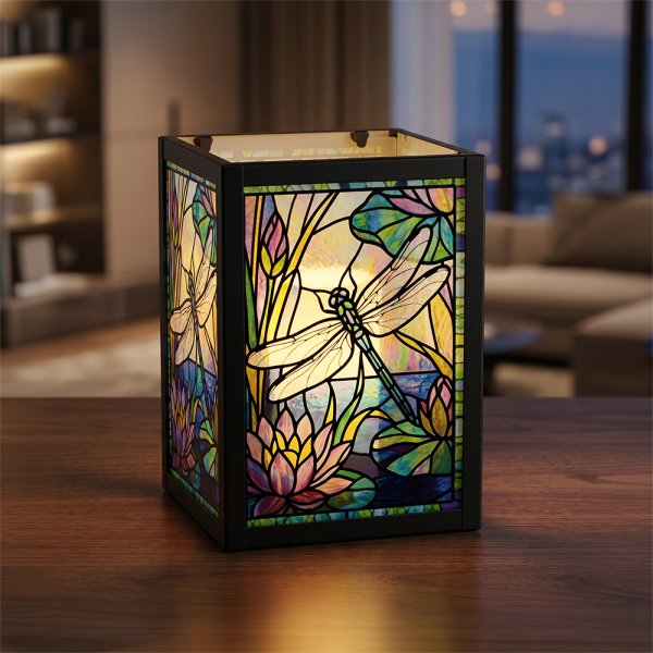 STAINED GLASS TEALIGHT DRAGFLY