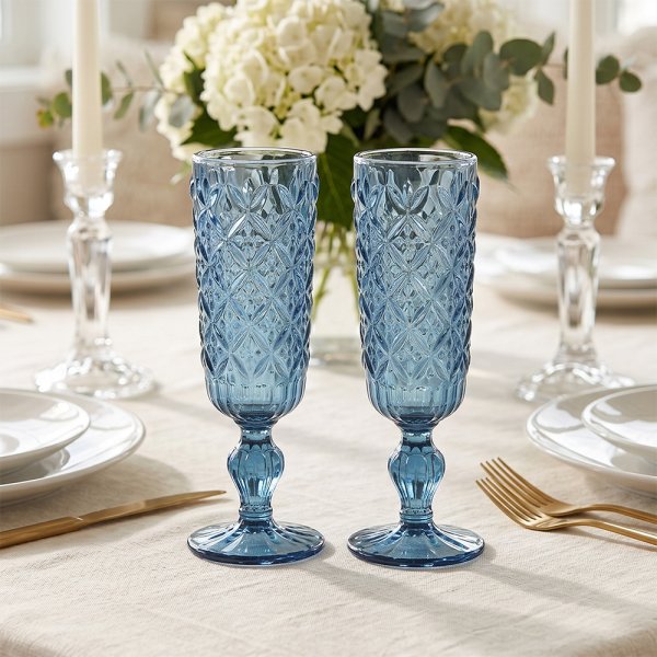 AMALFI FLUTES-BLUE SET 2