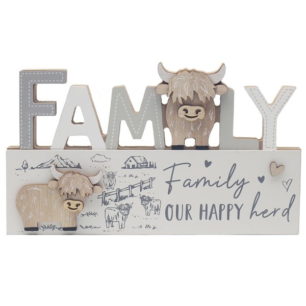 HIGHLAND COW PLAQUE - FAMILY