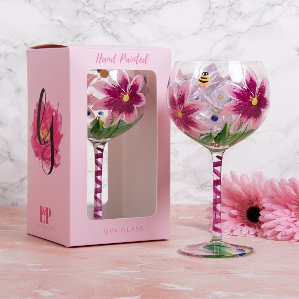 PINK LILIES GIN GLASS