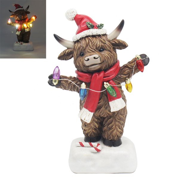 HIGHLAND COW BOY WITH LED