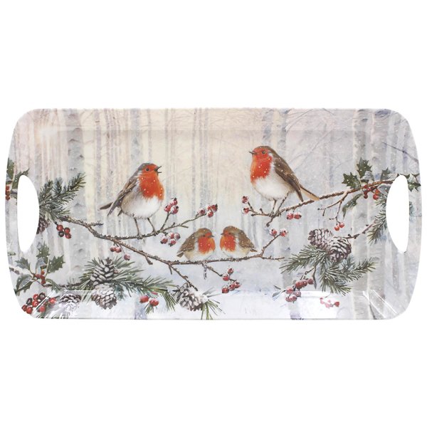 CHRISTMAS ROBINS TRAY MEDIUM