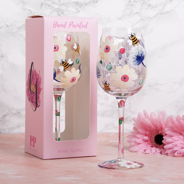 BUSY BEES WINE GLASS