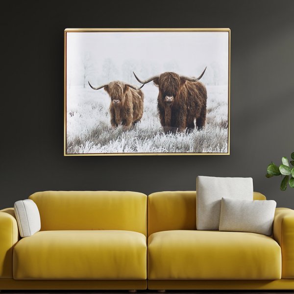 HIGHLAND COW W/BABY WALL ART