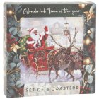 SANTA COASTERS SET 4 ASST