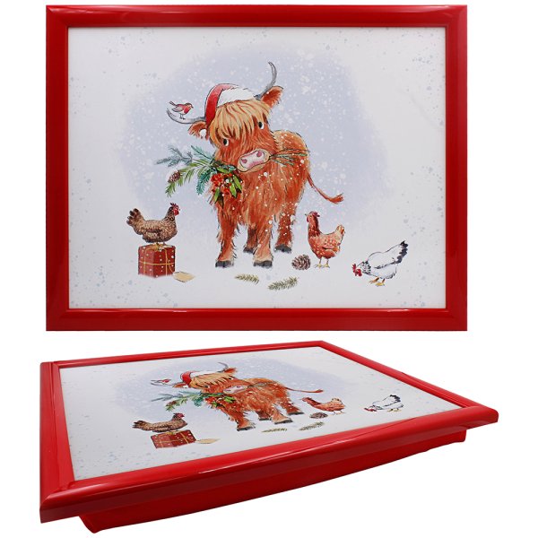 HIGHLAND COW & HENS LAPTRAY