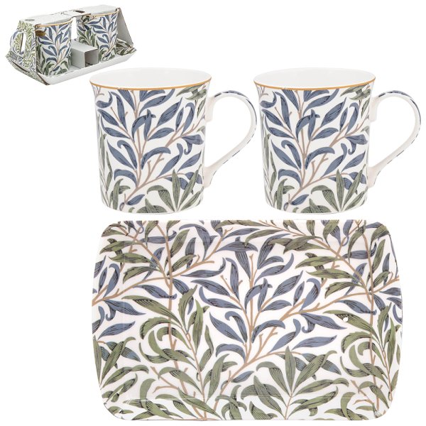 WILLOW BOUGH MUGS ON TRAY SET2