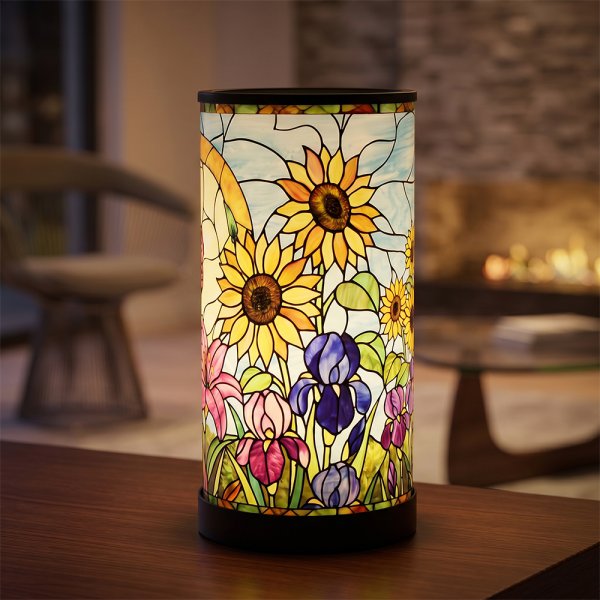 STAINED GLASS LAMP FLOWERS