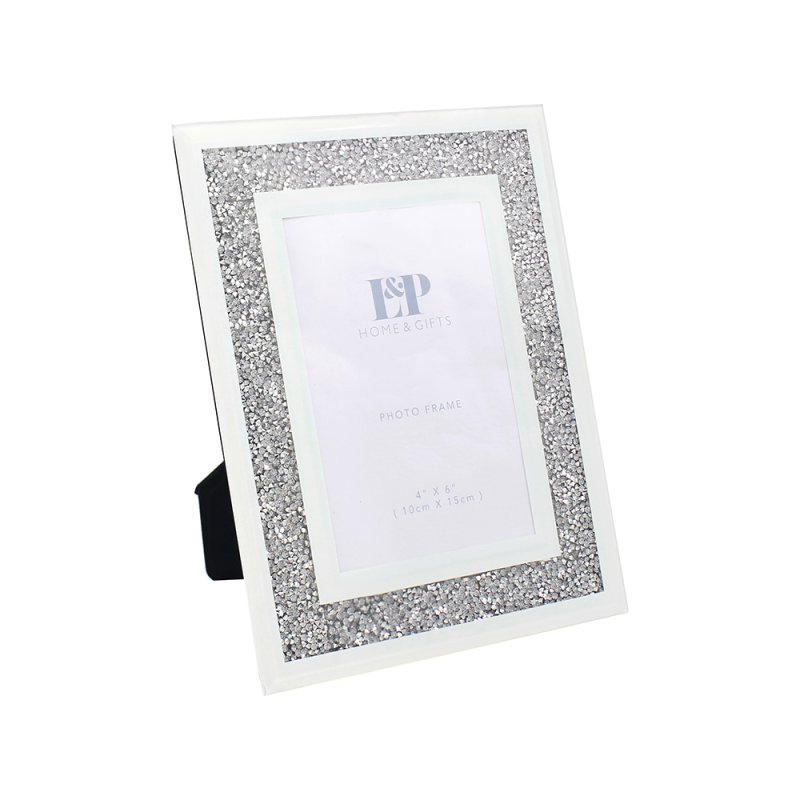 WHITE CRYSTAL PHOTO FRAME 4X6 Lesser & Pavey