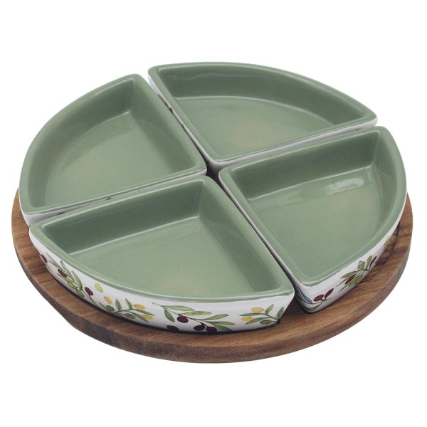SNACK DISHES ON TRAY OLIVES