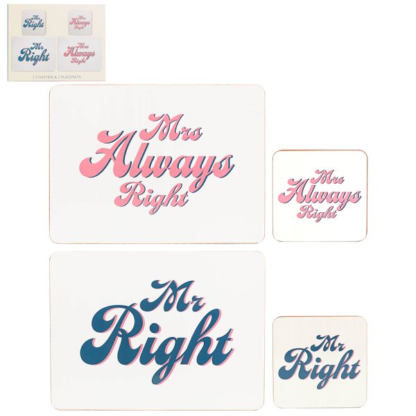 MR&MRS RIGHT COASTER&PLACEMATS