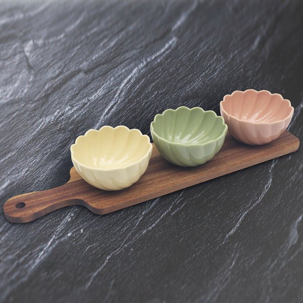 SNACK BOWLS WOODEN TRAY