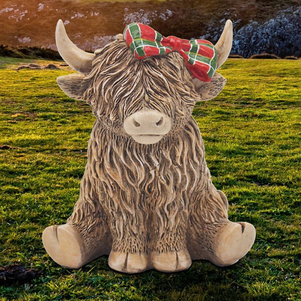 HIGHLAND COW TARTAN BOW
