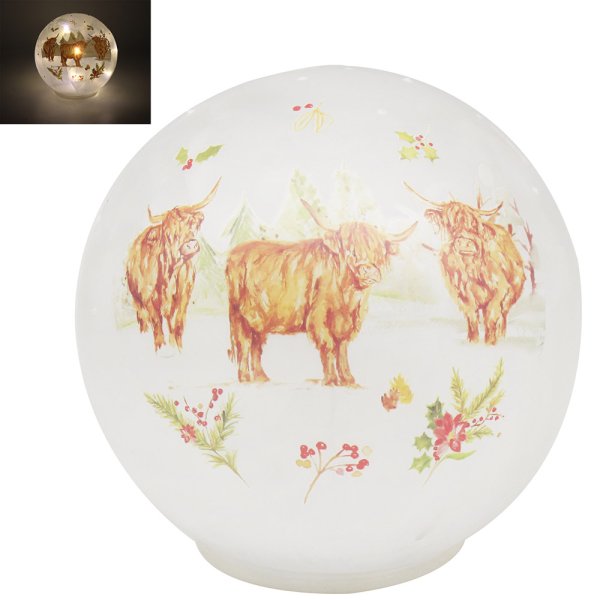 HIGHLAND COW LED FROSTED BALL