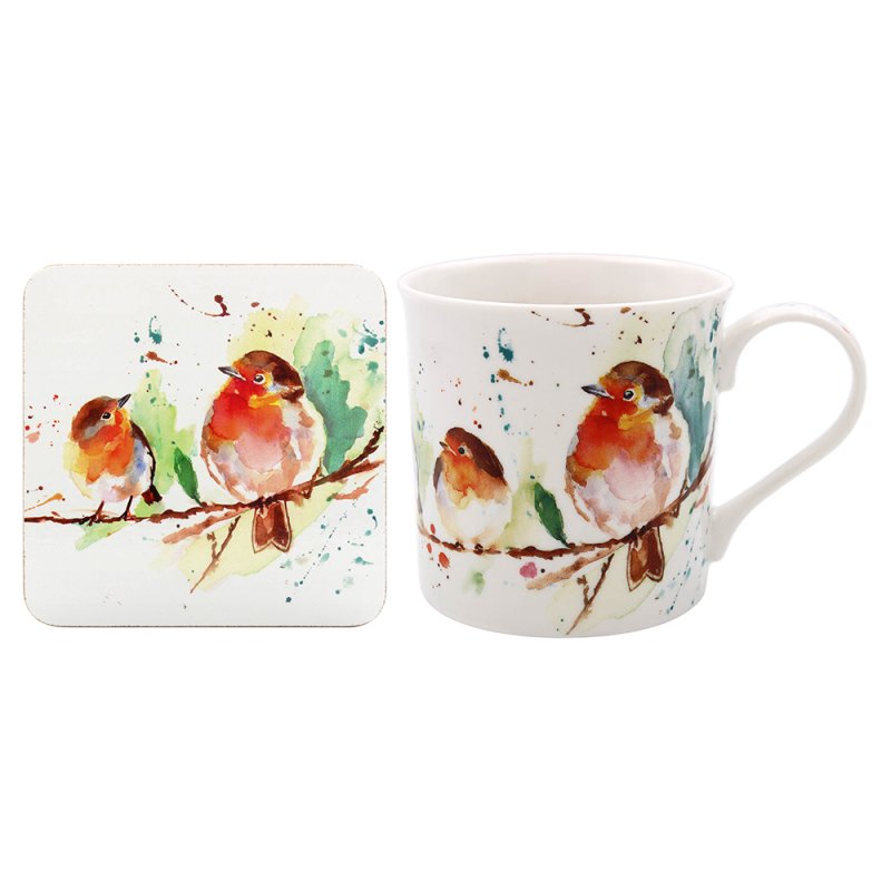 WINTER ROBIN MUG & COASTER SET Lesser & Pavey