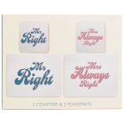 MR&MRS RIGHT COASTER&PLACEMATS