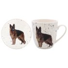 GERMAN SHEP MUG, COASTER&TRAY