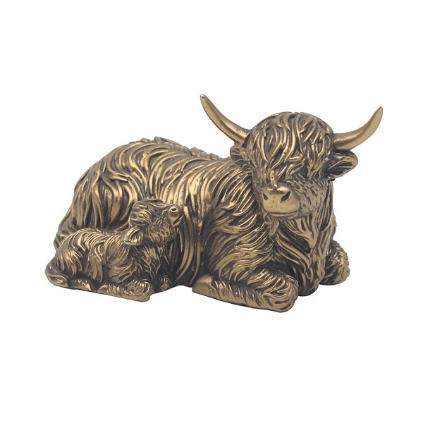 BRONZE HIGHLAND COW & CALF