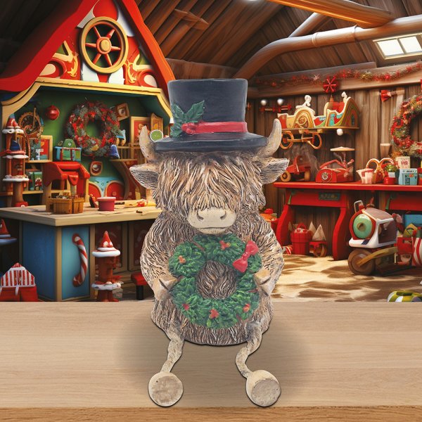 HIGHLAND COW WITH WREATH