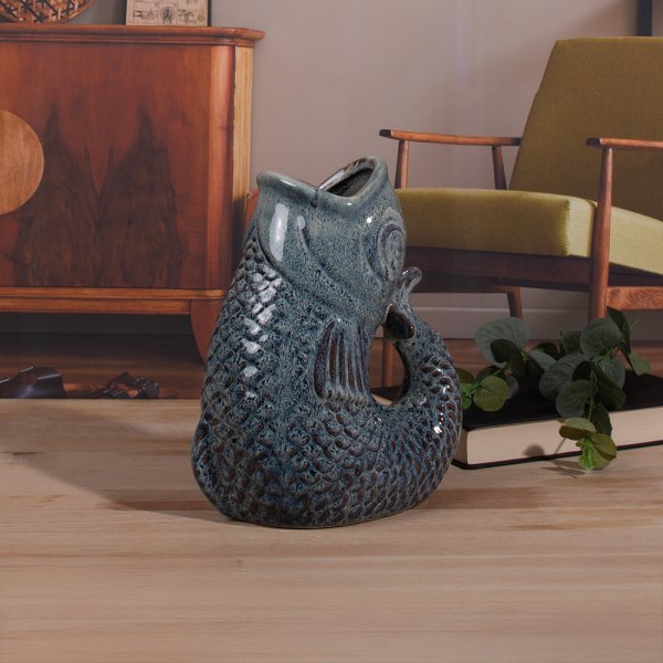 FISH JUG / VASE AQUA 23CM