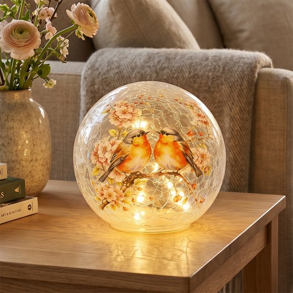 BIRDS LED GLASS GLOBE