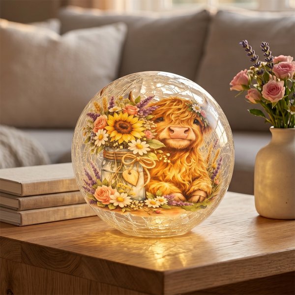 HIGHLAND COW LED GLASS GLOBE