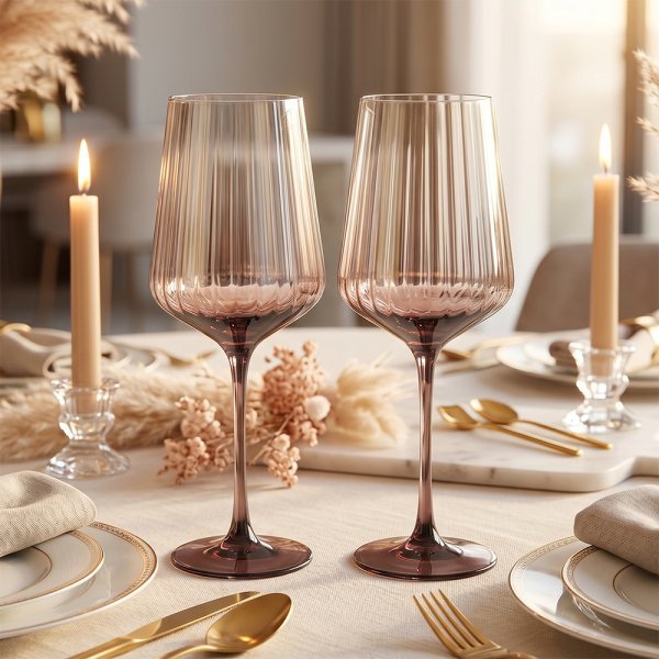 AMALFI WINE GLASSES-BROWN SET2