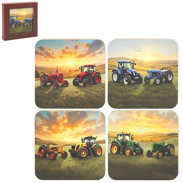 TRACTORS COASTERS SET 4