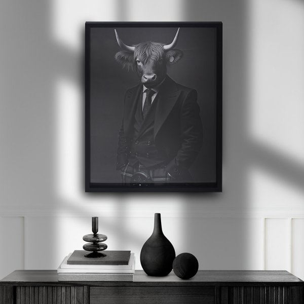 WALL ART HIGHLAND COW IN SUIT