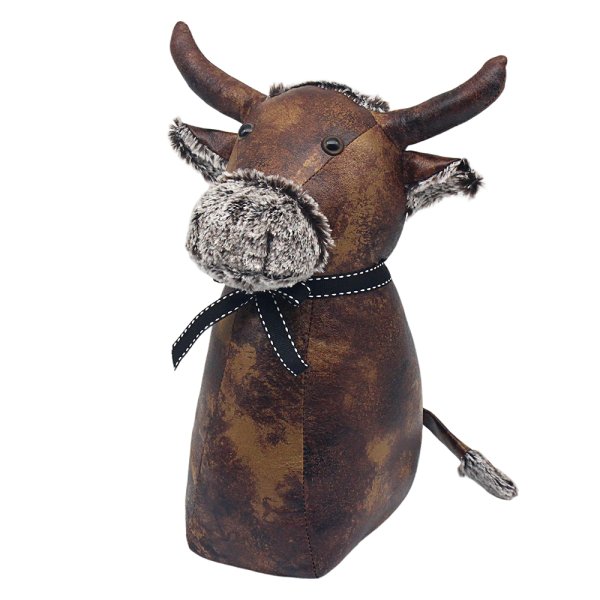 FAUX LEATHER BULL DOORSTOP