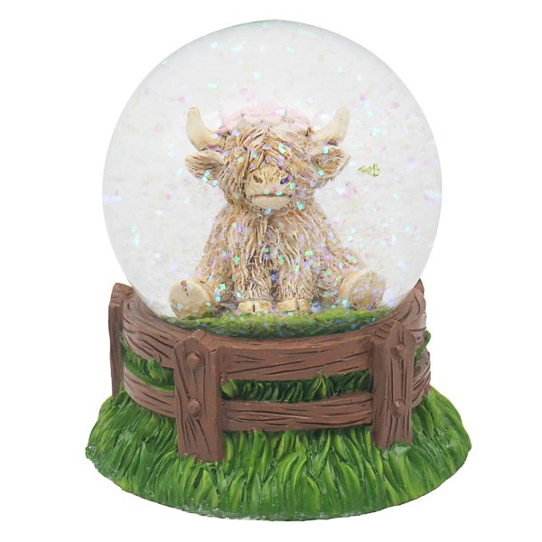 HIGHLAND COW FLOWER WATERGLOBE