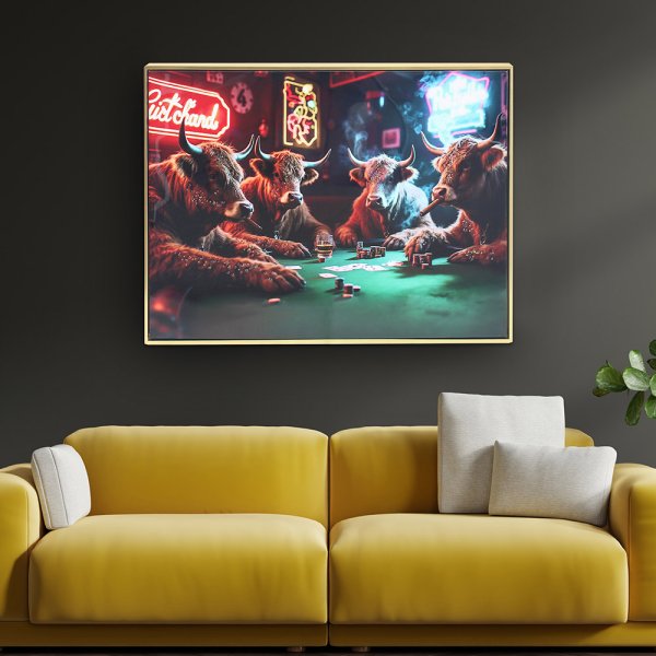 HIGHLAND COWS POKER WALL ART