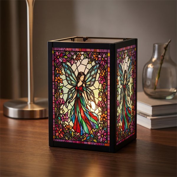 STAINED GLASS TEA LIGHT FAIRY