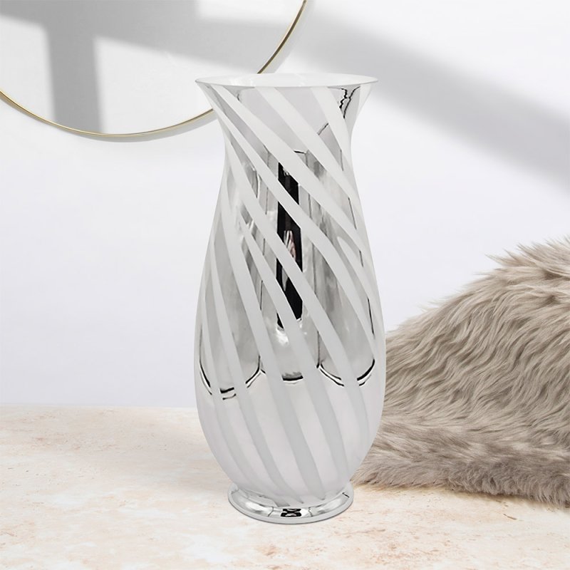 SILVER & WHITE VASE 42 cm Lesser & Pavey