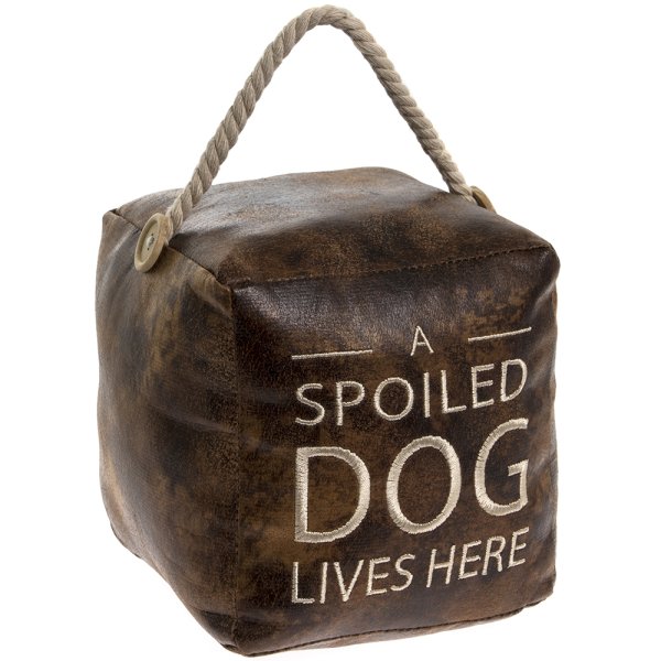 FAUX LEATHER DOG DOORSTOP