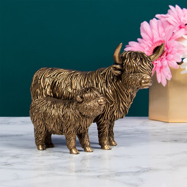 BRONZE HIGHLAND COW & CALF