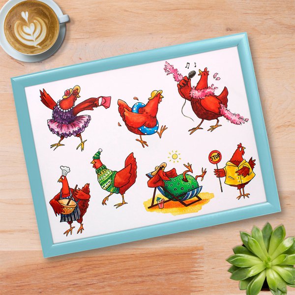 CHICKENS LAPTRAY