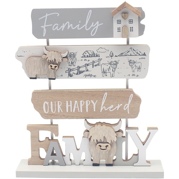 HIGHLAND COW PLAQUE - FAMILY