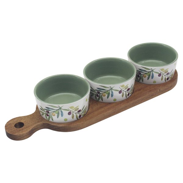 SNACK DISHES ON TRAY OLIVES