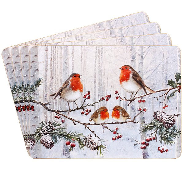CHRISTMAS ROBINS PLACEMATS S4