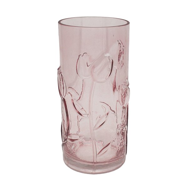 PINK FLORAL GLASS VASE SML