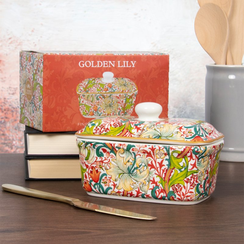 GOLDEN LILY BUTTER DISH Lesser & Pavey
