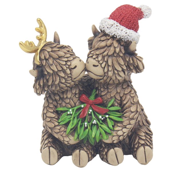 XMAS HIGHLAND COWS MISTLETOE
