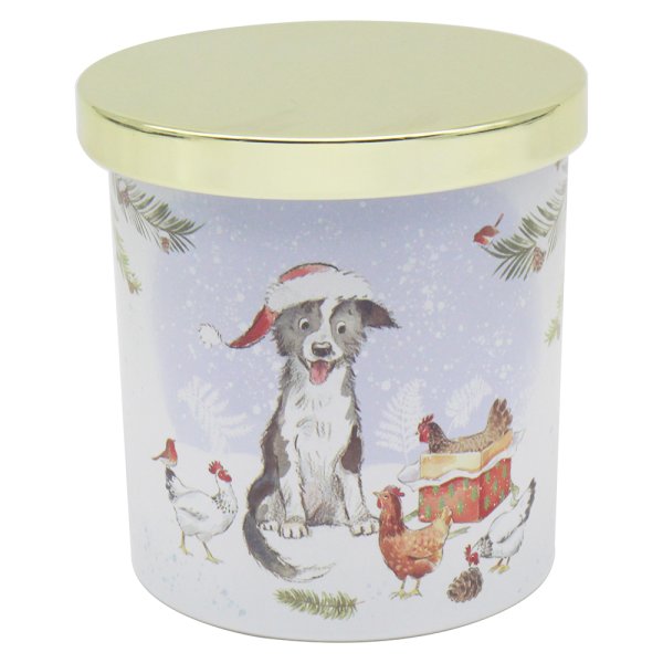 DOG WITH HENS CANDLE