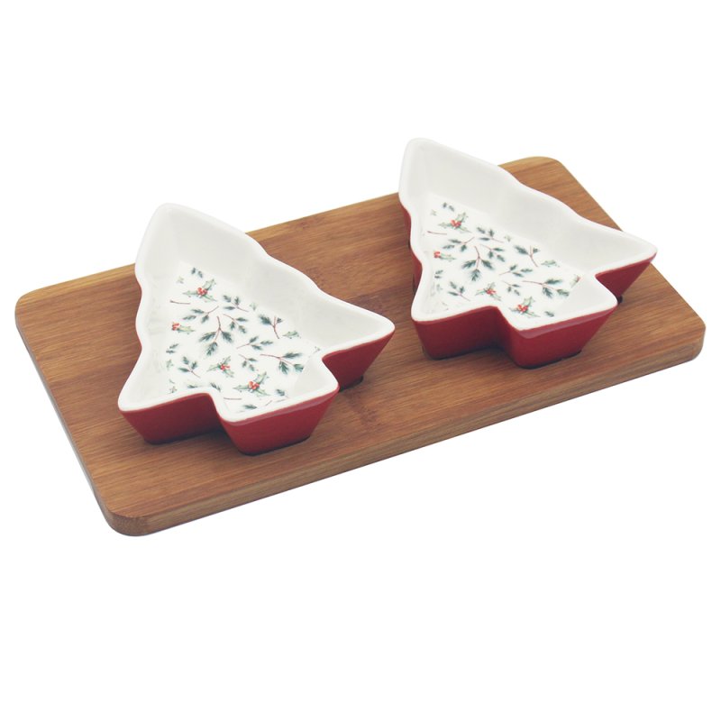 TREE DISHES WITH TRAY S/2