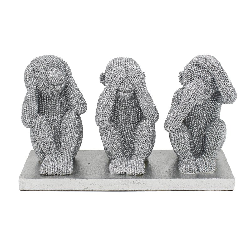 Lesser /& Pavey Diamante 3 Wise Monkeys Decorative Statue Sculpture